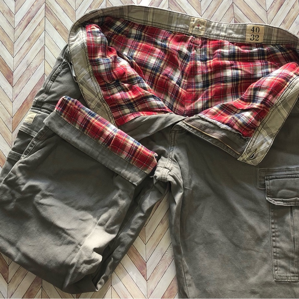Red Head Brand Co. Flannel Lined Cargo Pants Men’s Size Tan 40/32 - Picture 5 of 6